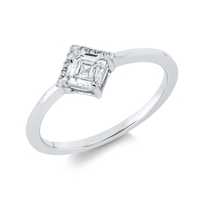 Ring aus 750 Gold Weißgold 10 Diamanten 0,49ct TW-SI B:7,5mm