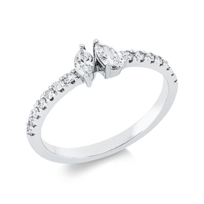 Ring aus 750 Gold Weißgold 16 Diamanten 0,46ct TW-SI B:2,7mm