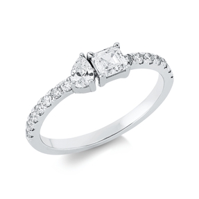Ring aus 750 Gold Weißgold 16 Diamanten 0,68ct TW-SI B:4,6mm