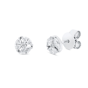 Ohrstecker aus 750 Gold Weißgold 8 Diamanten 0,49ct TW-SI 3,6x3,8mm Ohrstecker aus 750 Gold Weißgold 8 Diamanten 0,49ct TW-SI 3,6x3,8mm