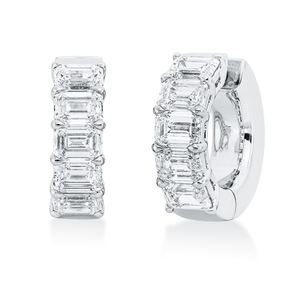 Creolen aus 750 Weißgold 10 Diamanten Smaragd-Schliff 3,03ct TW-VSI 15,2x5mm Creolen aus 750 Weißgold 10 Diamanten Smaragd-Schliff 3,03ct TW-VSI 15,2x5mm