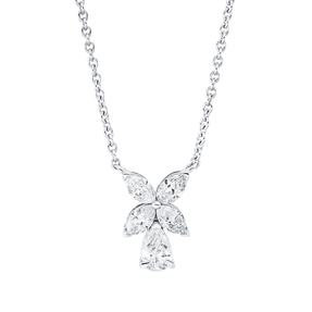 Collier aus 750 Gold Weißgold 5 Diamanten 0,62ct TW-SI L:45,7cm