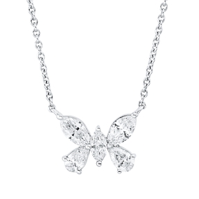 Collier Schmetterling aus 750 Weißgold 5 Diamanten 0,79ct TW-SI L:45,7cm