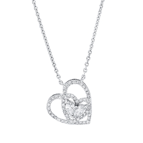 Collier Herz aus 750 Gold Weißgold 53 Diamanten 0,36ct TW-SI L:45,7cm
