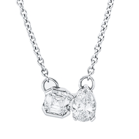 Collier aus 750 Gold Weißgold 2 Diamanten 0,56ct TW-SI L:45,7cm