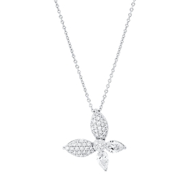 Collier Schmetterling aus 750 Weißgold 55 Diamanten 1,15ct TW-SI L:45,7cm