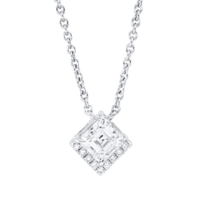 Collier aus 750 Gold Weißgold 10 Diamanten 0,63ct TW-SI L:45,7cm