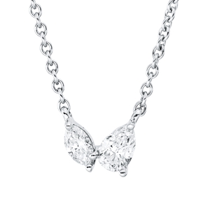 Collier aus 750 Gold Weißgold 2 Diamanten 0,38ct TW-SI L:45,7cm