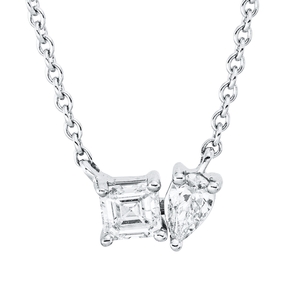 Collier aus 750 Gold Weißgold 2 Diamanten 0,36ct TW-SI L:45,7cm