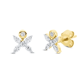 Ohrstecker aus 750 Gold gelb/weiß 12 Diamanten 0,3ct TW-SI 7x6,1mm