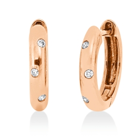 Creolen aus 750 Gold Rotgold 6 Brillanten 0,04ct W-PI 13,6x2,6mm Zarge