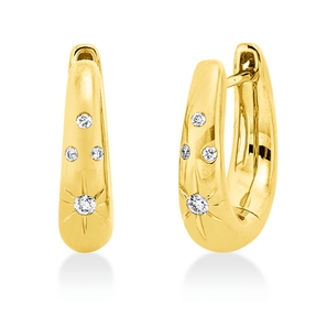 Creolen aus 750 Gold Gelbgold 8 Brillanten 0,06ct TW-SI 13,3x3,5mm Creolen aus 750 Gold Gelbgold 8 Brillanten 0,06ct TW-SI 13,3x3,5mm