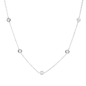 Collier aus 750 Gold Weißgold 9 Brillanten 0,17ct TW-VSI/SI L:45,7cm