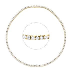 Collier aus 750 Gold Gelbgold 117 Brillanten 16,37ct TW-SI L:42cm 4er-Krappe