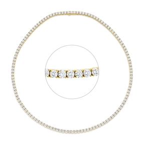 Collier aus 750 Gold Gelbgold 124 Brillanten 14,91ct TW-SI L:42cm 4er-Krappe