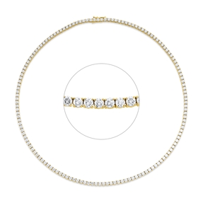 Collier aus 750 Gold Gelbgold 145 Brillanten 10,62ct TW-SI L:42cm 4er-Krappe