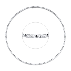 Collier aus 750 Gold Weißgold 145 Brillanten 10,64ct TW-SI L:42cm 4er-Krappe