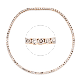 Collier aus 750 Gold Rotgold 94 Brillanten 29,32ct braun-SI L:42cm 4er-Krappe