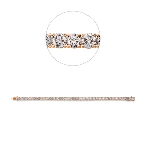 Armband aus 750 Rotgold 36 Brillanten 15,75ct braun-SI B:4,7mm L:17,5cm 4er-Krappe