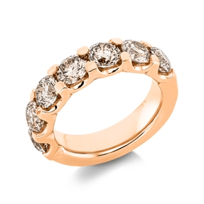 Halb-Memoire Ring aus 750 Gold Rotgold 7 Brillanten 3,51ct braun-SI B:5,6mm