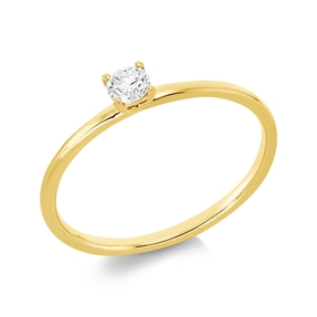 Solitaire Ring aus 750 Gold Gelbgold Brillant 0,15ct TW-SI B:3,1mm 4er-Krappe