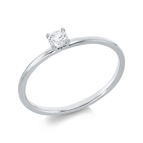 Solitaire Ring aus 750 Gold Weißgold Brillant 0,15ct TW-SI B:3,1mm 4er-Krappe