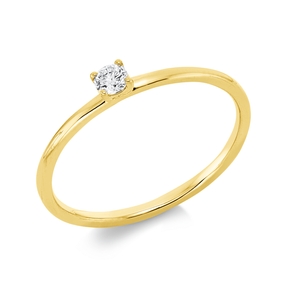 Solitaire Ring aus 750 Gold Gelbgold Brillant 0,1ct TW-SI B:2,6mm 4er-Krappe