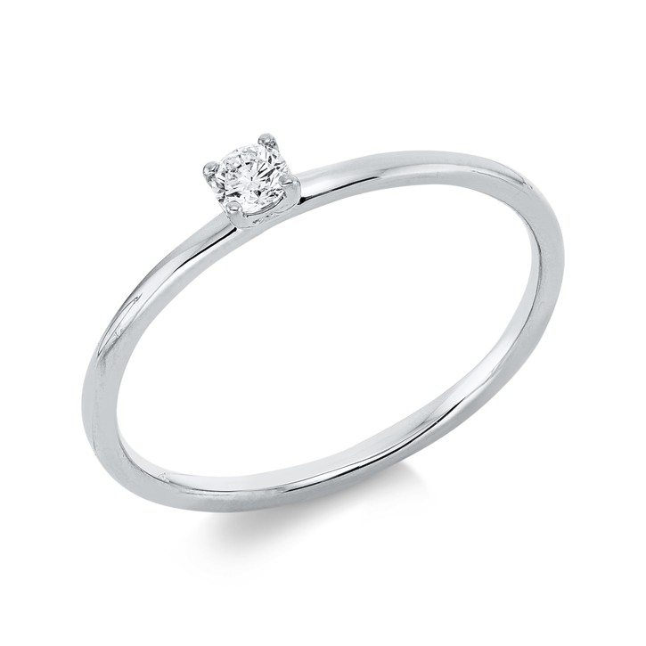 Solitaire Ring aus 750 Weißgold 1 Brillant 0.1ct