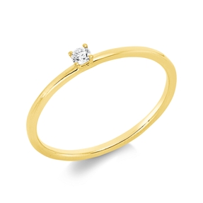 Solitaire Ring aus 750 Gold Gelbgold Brillant 0,05ct TW-SI B:2,2mm 4er-Krappe