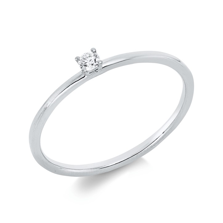 Solitaire Ring aus 750 Weißgold 1 Brillant 0.05ct