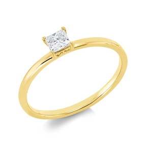 Solitaire Ring aus 750 Gelbgold Diamant Prinzess-Schliff 0,25ct TW-SI B:3,9mm Solitaire Ring aus 750 Gelbgold Diamant Prinzess-Schliff 0,25ct TW-SI B:3,9mm