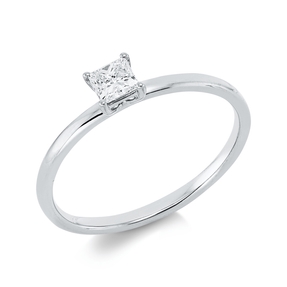 Solitaire Ring aus 750 Weißgold Diamant Prinzess-Schliff 0,28ct TW-SI B:3,9mm