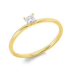 Solitaire Ring aus 750 Gelbgold Diamant Prinzess-Schliff 0,15ct TW-SI B:3,4mm