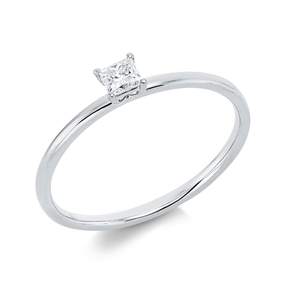 Solitaire Ring aus 750 Weißgold Diamant Prinzess-Schliff 0,15ct TW-SI B:3,4mm