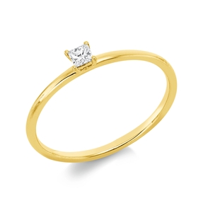 Solitaire Ring aus 750 Gelbgold Diamant Prinzess-Schliff 0,1ct TW-SI B:2,8mm
