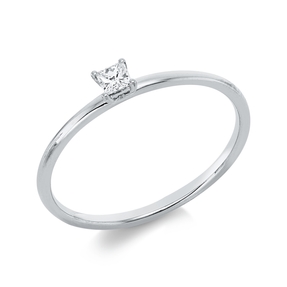 Solitaire Ring aus 750 Weißgold Diamant Prinzess-Schliff 0,1ct TW-SI B:2,8mm Solitaire Ring aus 750 Weißgold Diamant Prinzess-Schliff 0,1ct TW-SI B:2,8mm