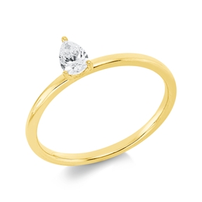 Solitaire Ring aus 750 Gelbgold Diamant Tropfen-Schliff 0,27ct TW-SI B:5,9mm