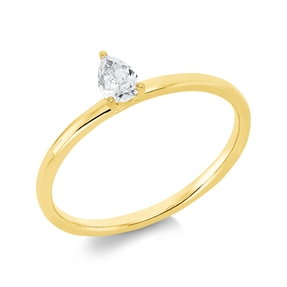 Solitaire Ring aus 750 Gelbgold Diamant Tropfen-Schliff 0,2ct TW-SI B:5,4mm