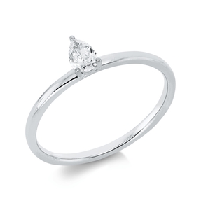 Solitaire Ring aus 750 Weißgold Diamant Tropfen-Schliff 0,2ct TW-SI B:5,4mm