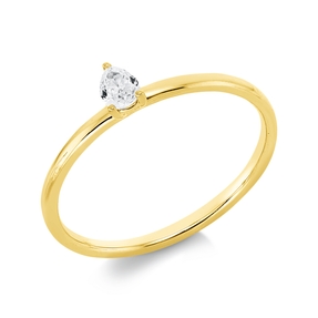 Solitaire Ring aus 750 Gelbgold Diamant Tropfen-Schliff 0,14ct TW-SI B:4,4mm