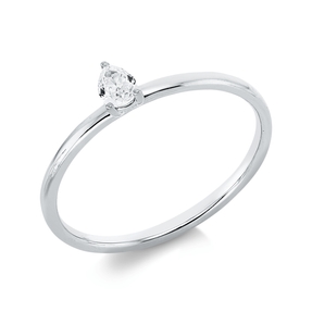 Solitaire Ring aus 750 Weißgold Diamant Tropfen-Schliff 0,14ct TW-SI B:4,4mm Solitaire Ring aus 750 Weißgold Diamant Tropfen-Schliff 0,14ct TW-SI B:4,4mm