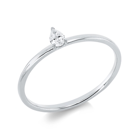 Solitaire Ring aus 750 Weißgold Diamant Tropfen-Schliff 0,1ct TW-SI B:4mm Solitaire Ring aus 750 Weißgold Diamant Tropfen-Schliff 0,1ct TW-SI B:4mm