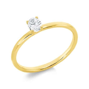 Solitaire Ring aus 750 Gelbgold Diamant Oval-Schliff 0,25ct TW-SI B:4,6mm