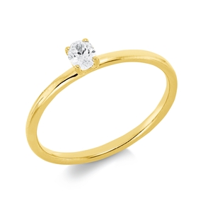 Solitaire Ring aus 750 Gelbgold Diamant Oval-Schliff 0,19ct TW-SI B:4mm 4er-Krappe Solitaire Ring aus 750 Gelbgold Diamant Oval-Schliff 0,19ct TW-SI B:4mm 4er-Krappe