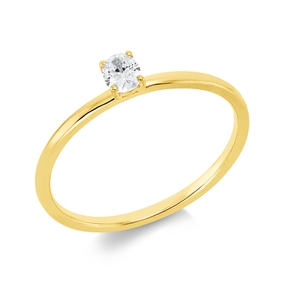 Solitaire Ring aus 750 Gelbgold Diamant Oval-Schliff 0,17ct TW-SI B:3,8mm Solitaire Ring aus 750 Gelbgold Diamant Oval-Schliff 0,17ct TW-SI B:3,8mm