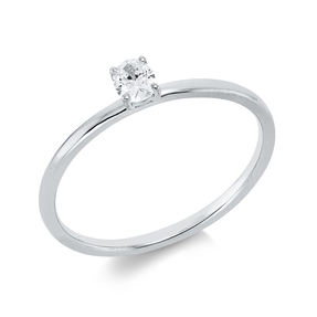 Solitaire Ring aus 750 Weißgold Diamant Oval-Schliff 0,17ct TW-SI B:3,8mm