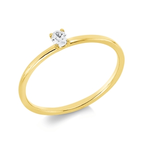 Solitaire Ring aus 750 Gelbgold Diamant Oval-Schliff 0,1ct TW-SI B:3,2mm 4er-Krappe