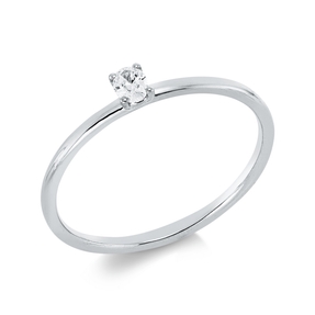 Solitaire Ring aus 750 Weißgold Diamant Oval-Schliff 0,09ct TW-SI B:3,2mm Solitaire Ring aus 750 Weißgold Diamant Oval-Schliff 0,09ct TW-SI B:3,2mm