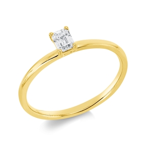 Solitaire Ring aus 750 Gelbgold Diamant Smaragd-Schliff 0,26ct TW-SI B:4,3mm