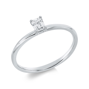 Solitaire Ring aus 750 Weißgold Diamant Smaragd-Schliff 0,27ct TW-SI B:4,3mm